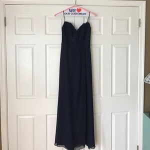 SALE! Navy blue spaghetti strap bridesmaids dress - Jim Hjelm brand